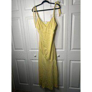 Privacy Please Nina Yellow V-Neck Tie Shoulder Maxi Dress Women's Size Small S